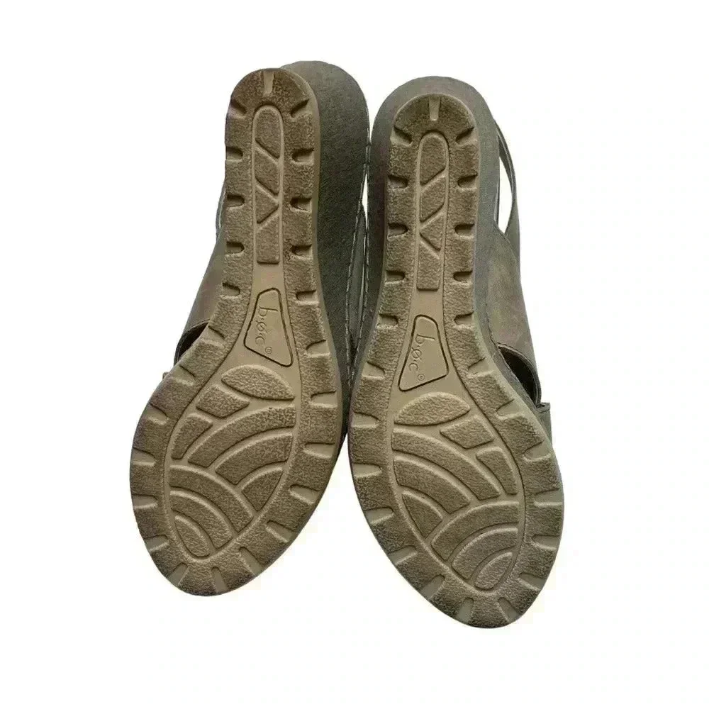 B.O.C. GREY WEDGE WOMEN’S SLINGBACK SANDALS•SIZE 9•GENUINE LEATHER•
